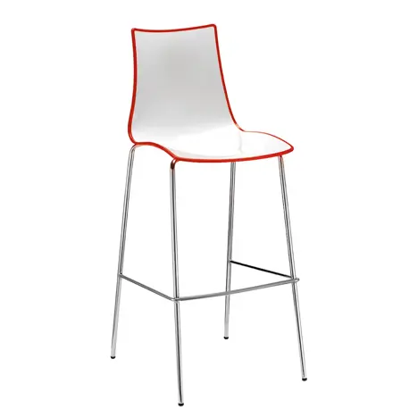 Gecko Shell Dining Stacking Stool with Chrome Legs - Red